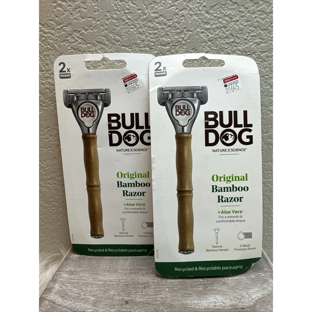 $19 🌙 2 Bulldog Original Bamboo Handle & 4 Cartridges Total with Aloe Vera NEW